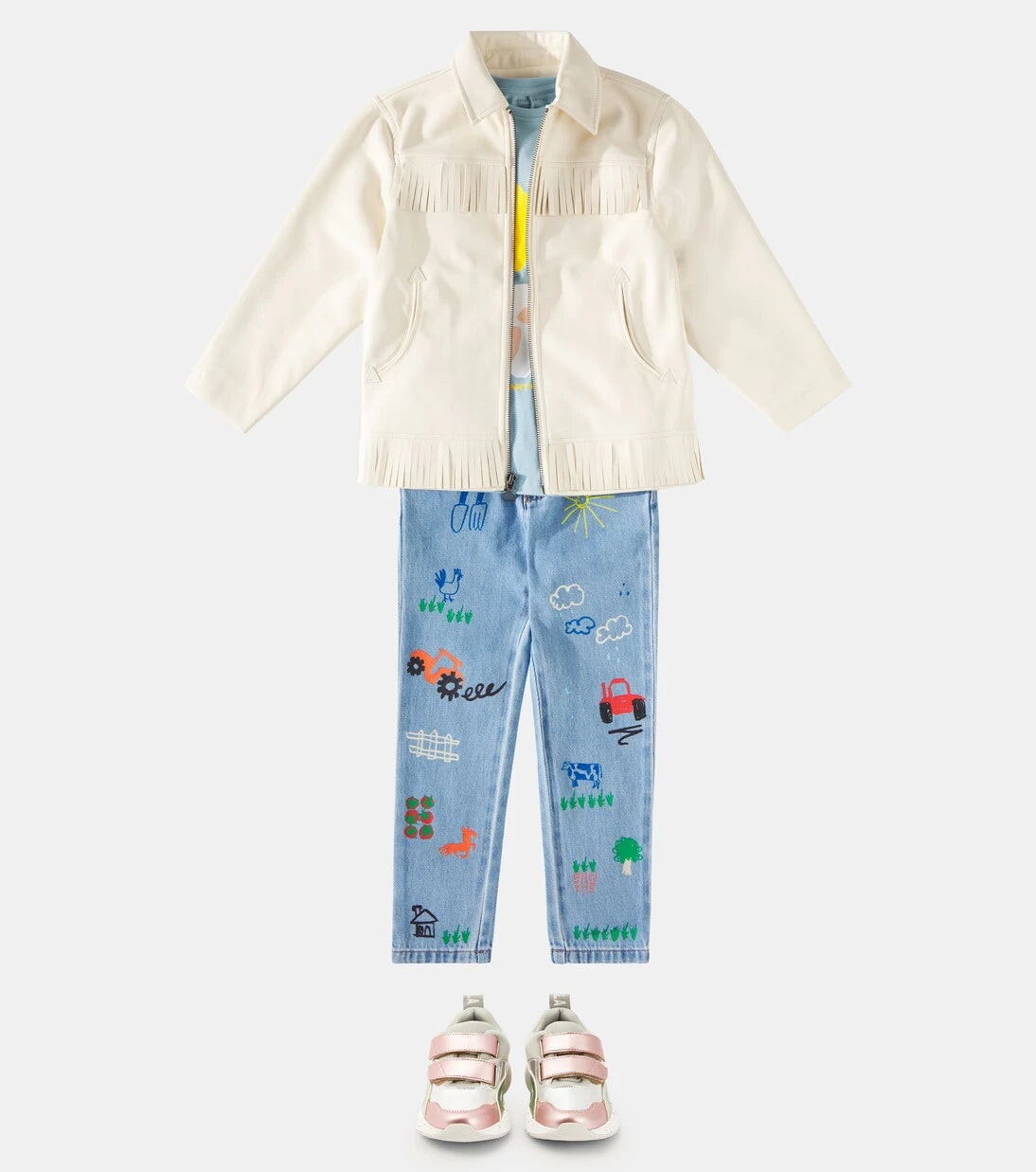 Stella McCartney Kids - Fringed faux leather jacket