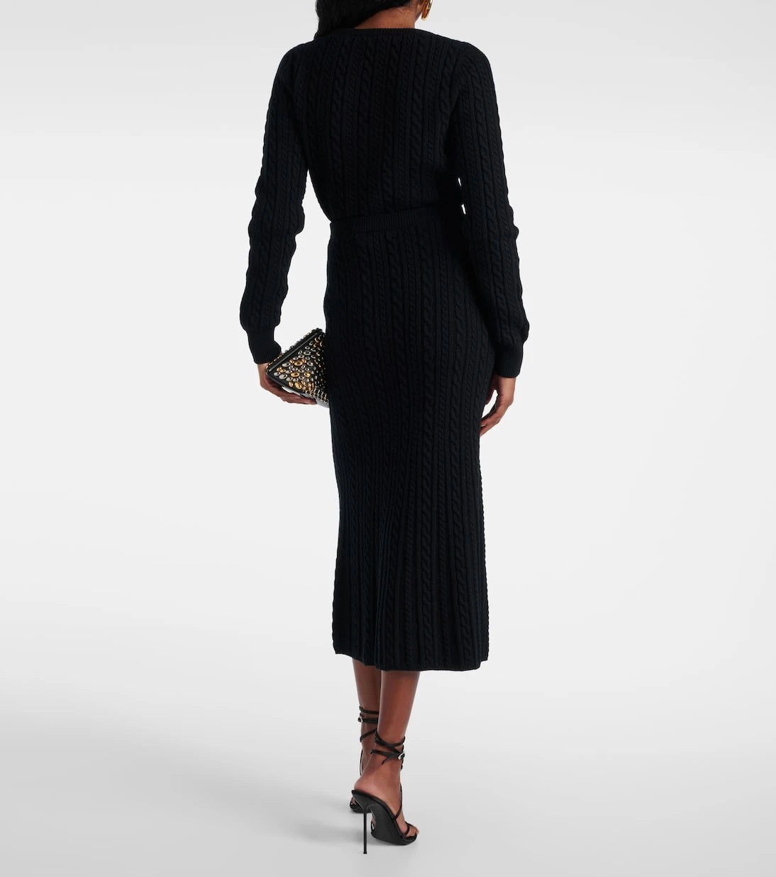 Alessandra Rich - Cable-knit wool midi skirt