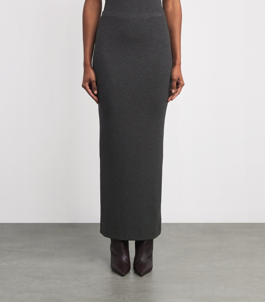 Grey Ribbed Emma Maxi Skirt