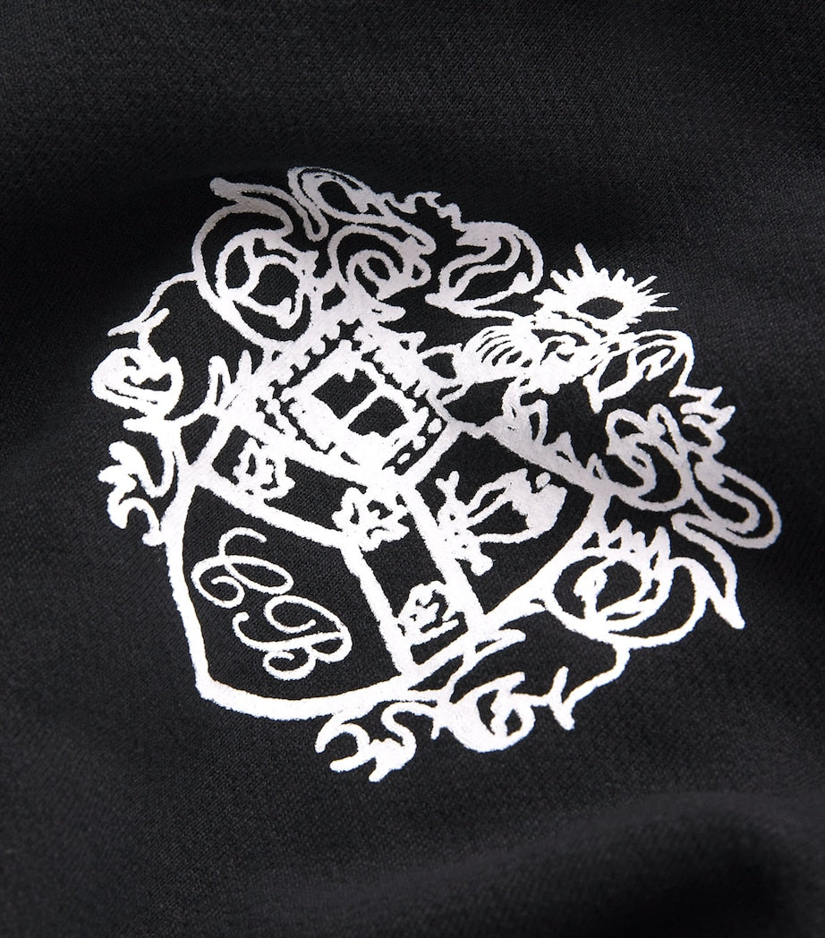 Black Collegiate Crest Zip-Up Hoodie