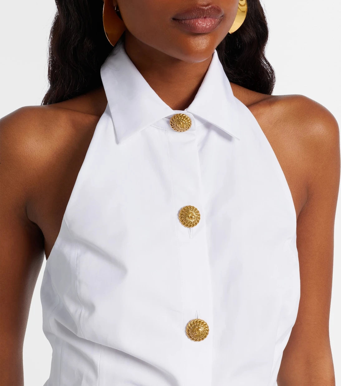 Balmain - Pleated cotton poplin minidress
