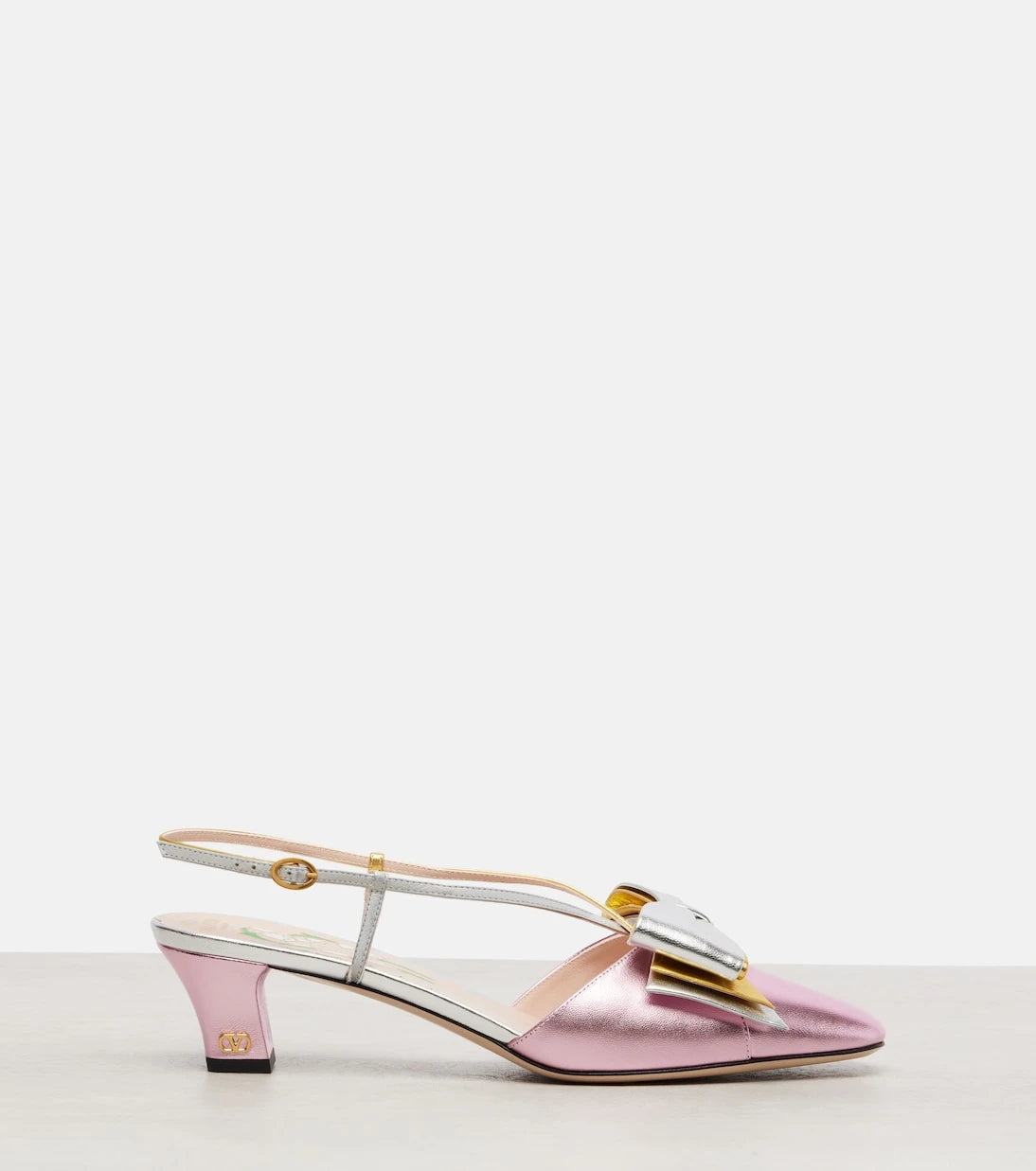 Valentino Garavani - Bowow 45 metallic leather pumps