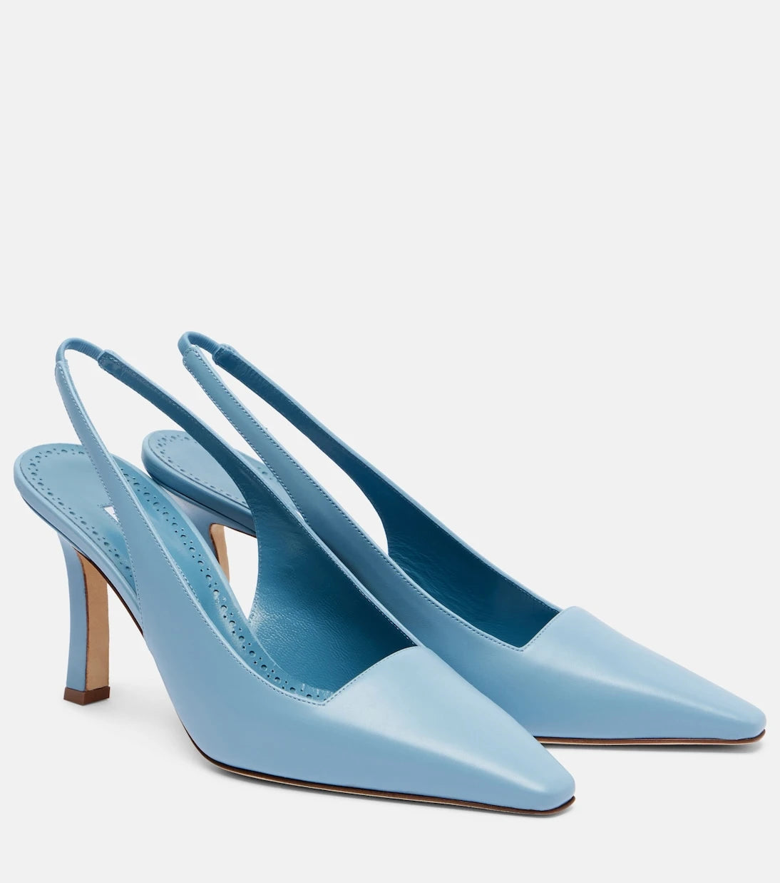Manolo Blahnik - Moirasli leather slingback pumps