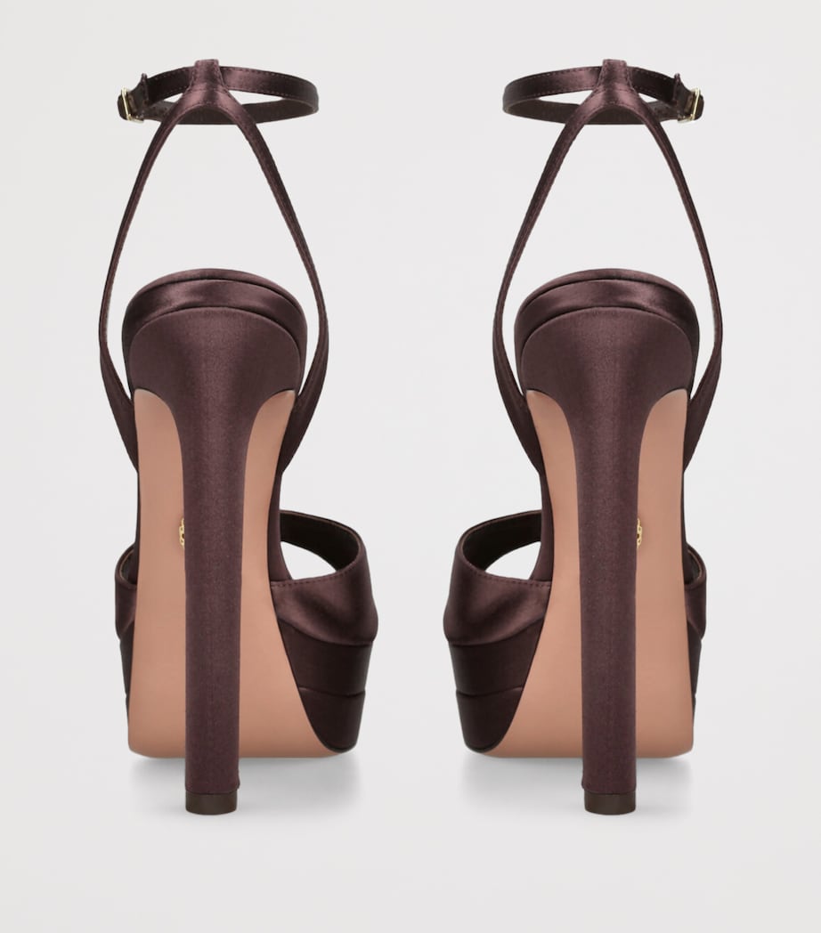 Aquazzura Brown Satin Divine Plateau Platform Sandals 130