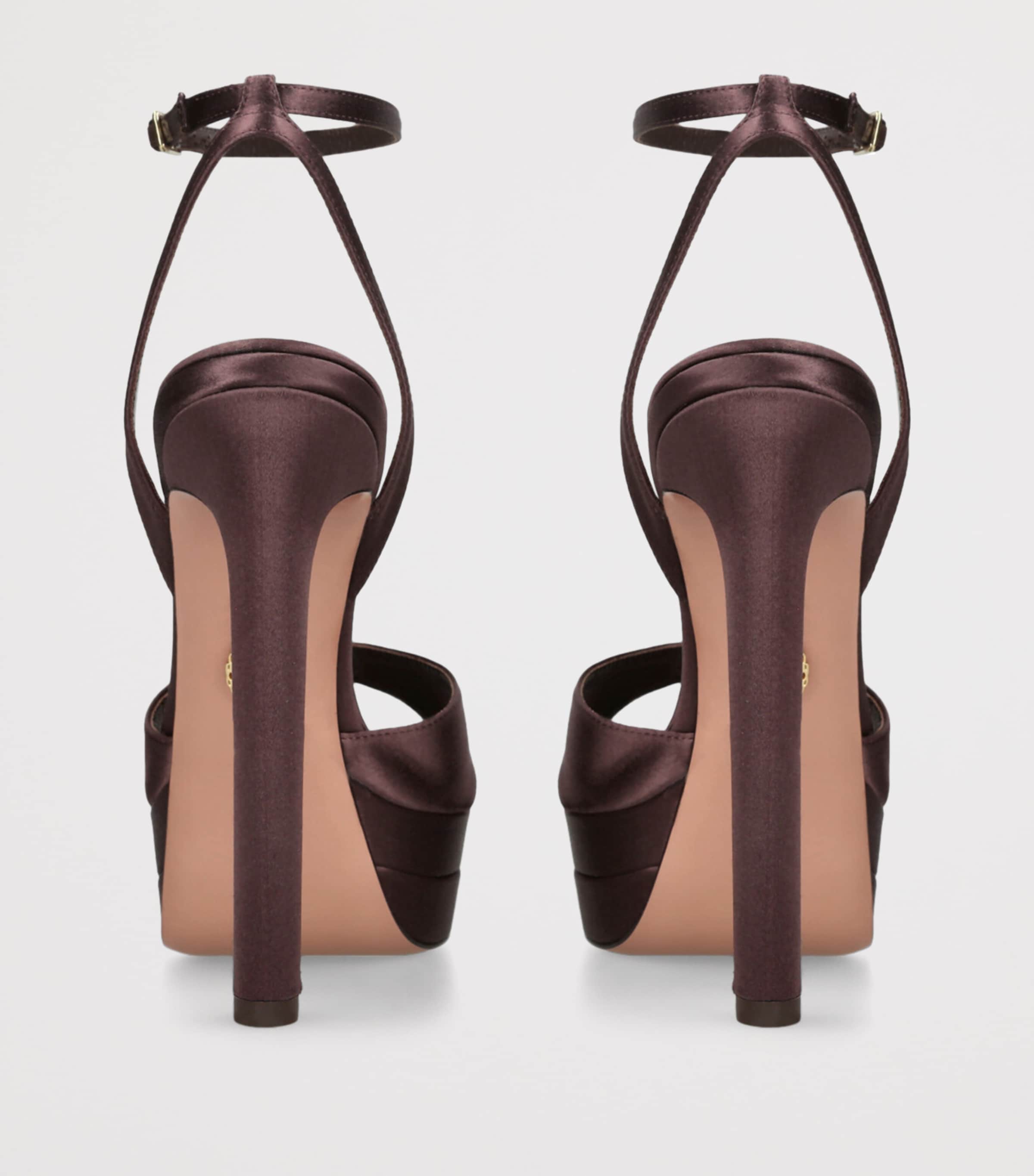 Aquazzura Brown Satin Divine Plateau Platform Sandals 130