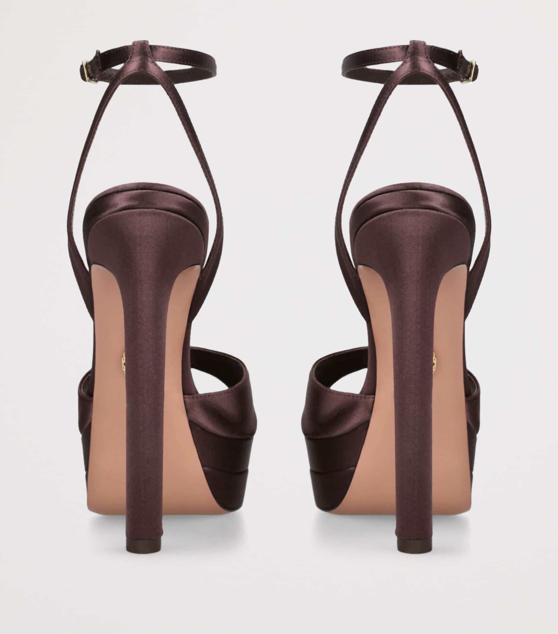 Aquazzura Brown Satin Divine Plateau Platform Sandals 130