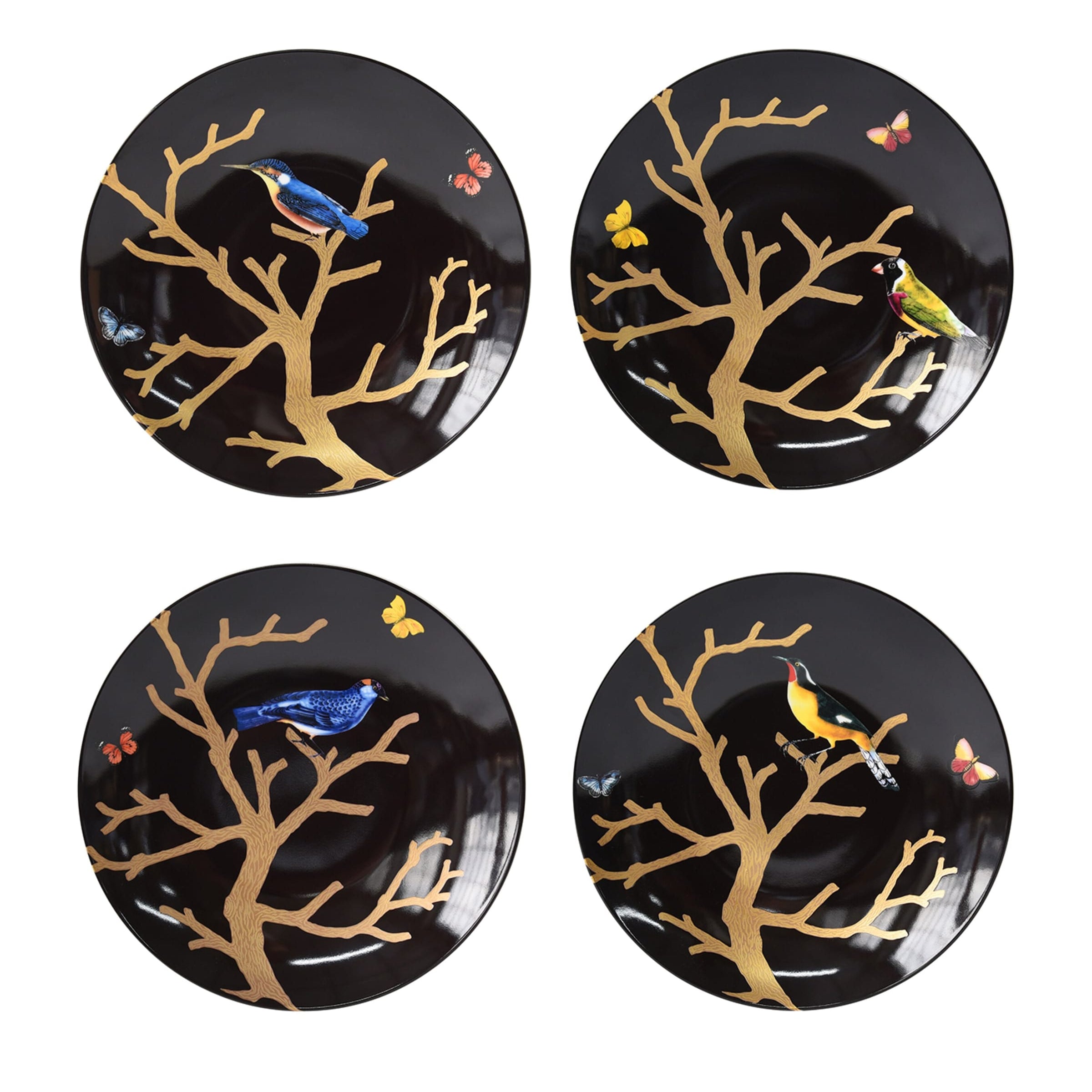 Set of 4 Aux Oiseaux Dessert Plates ( 21cm)