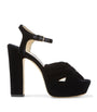 Black Heloise 120 Velvet Platform Sandals