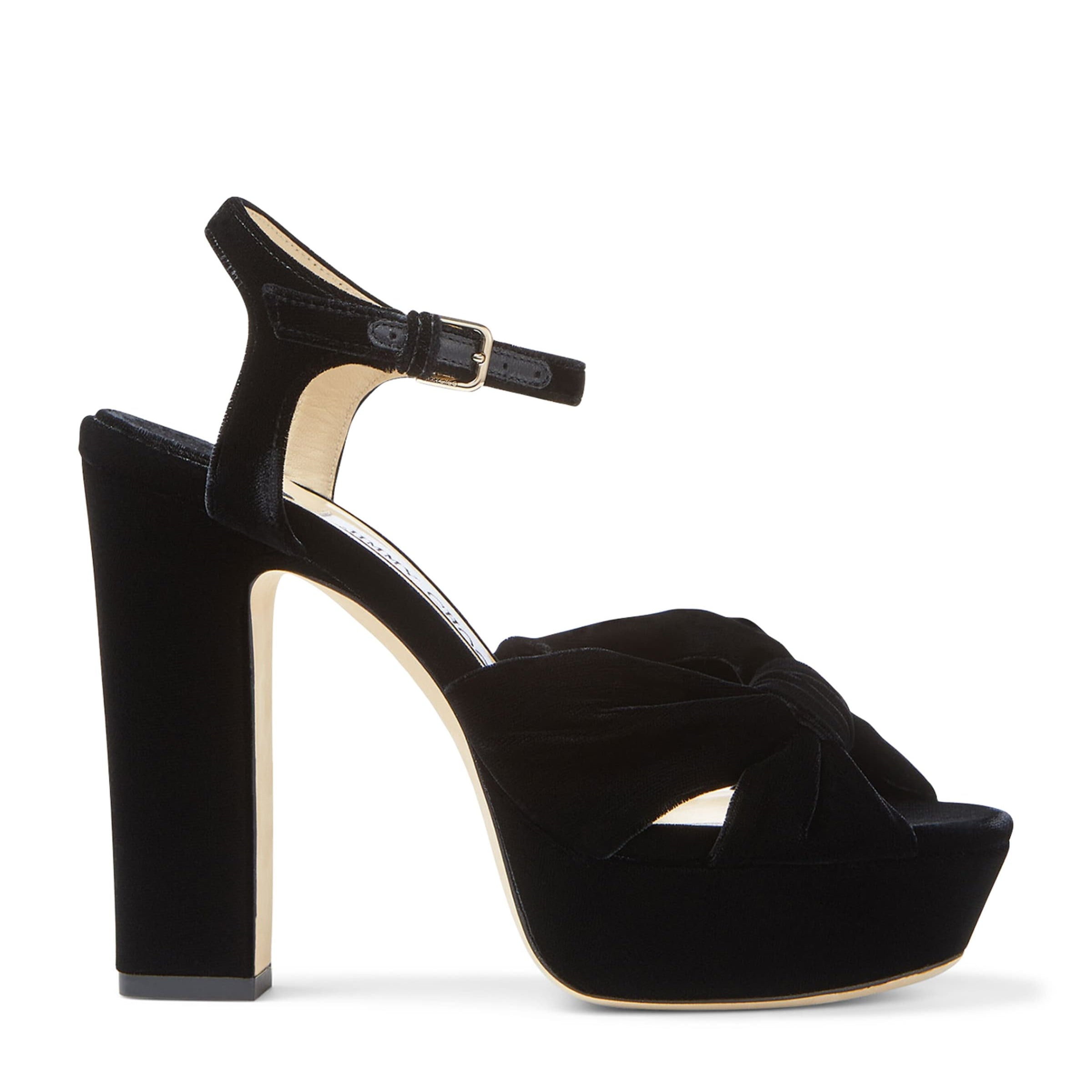 Black Heloise 120 Velvet Platform Sandals