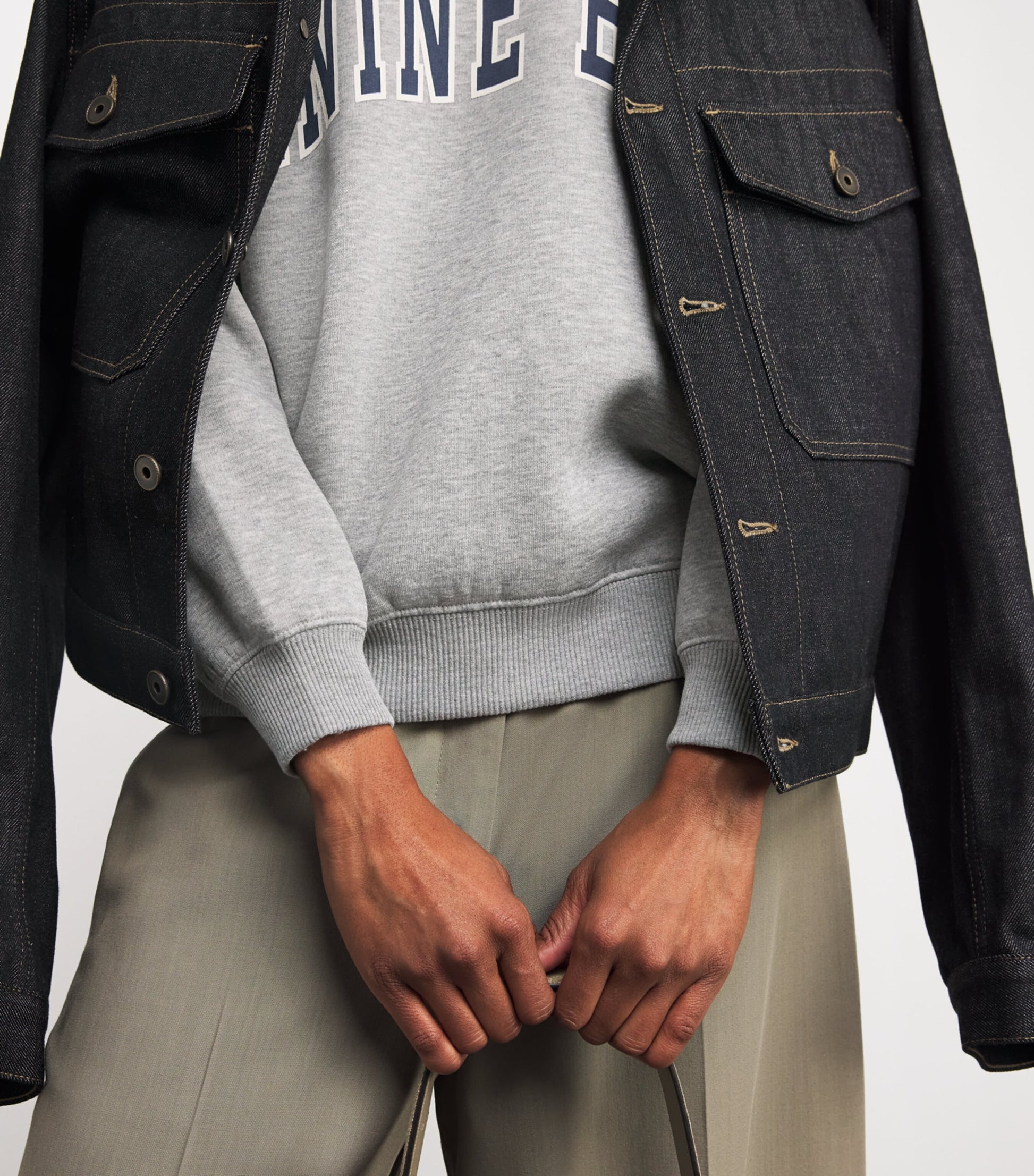 ANINE BING Grey Cotton-Blend Spencer Sweatshirt