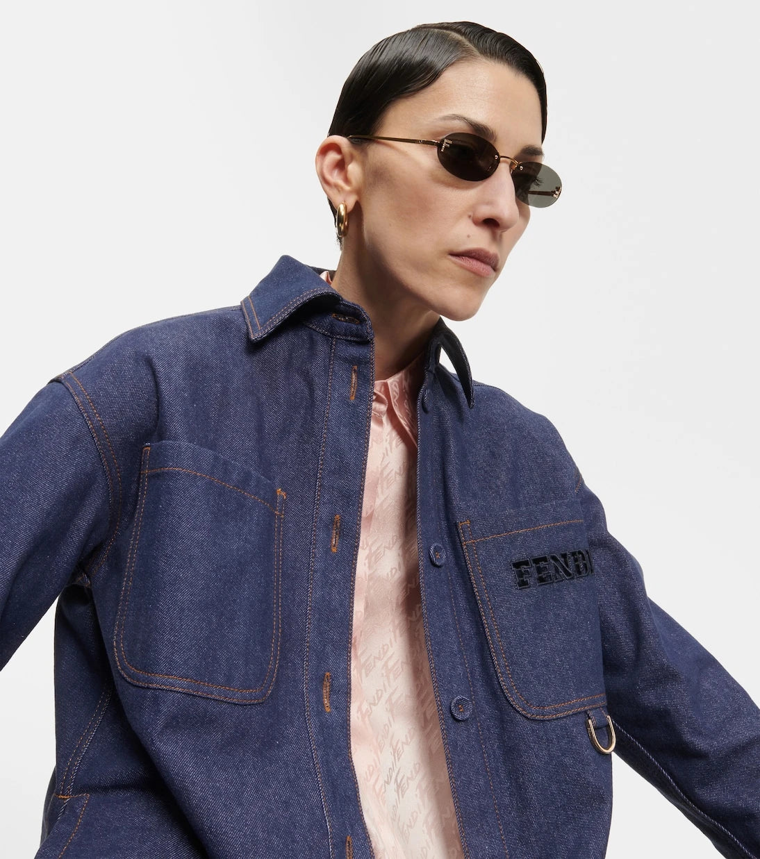 Fendi - Fendi First embellished oval sunglasses