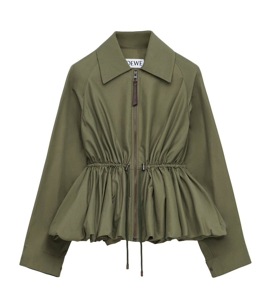 LOEWE Green Cotton Gathered Jacket