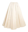 A.W.A.K.E. Mode Ivory Satin Pleated Midi Skirt
