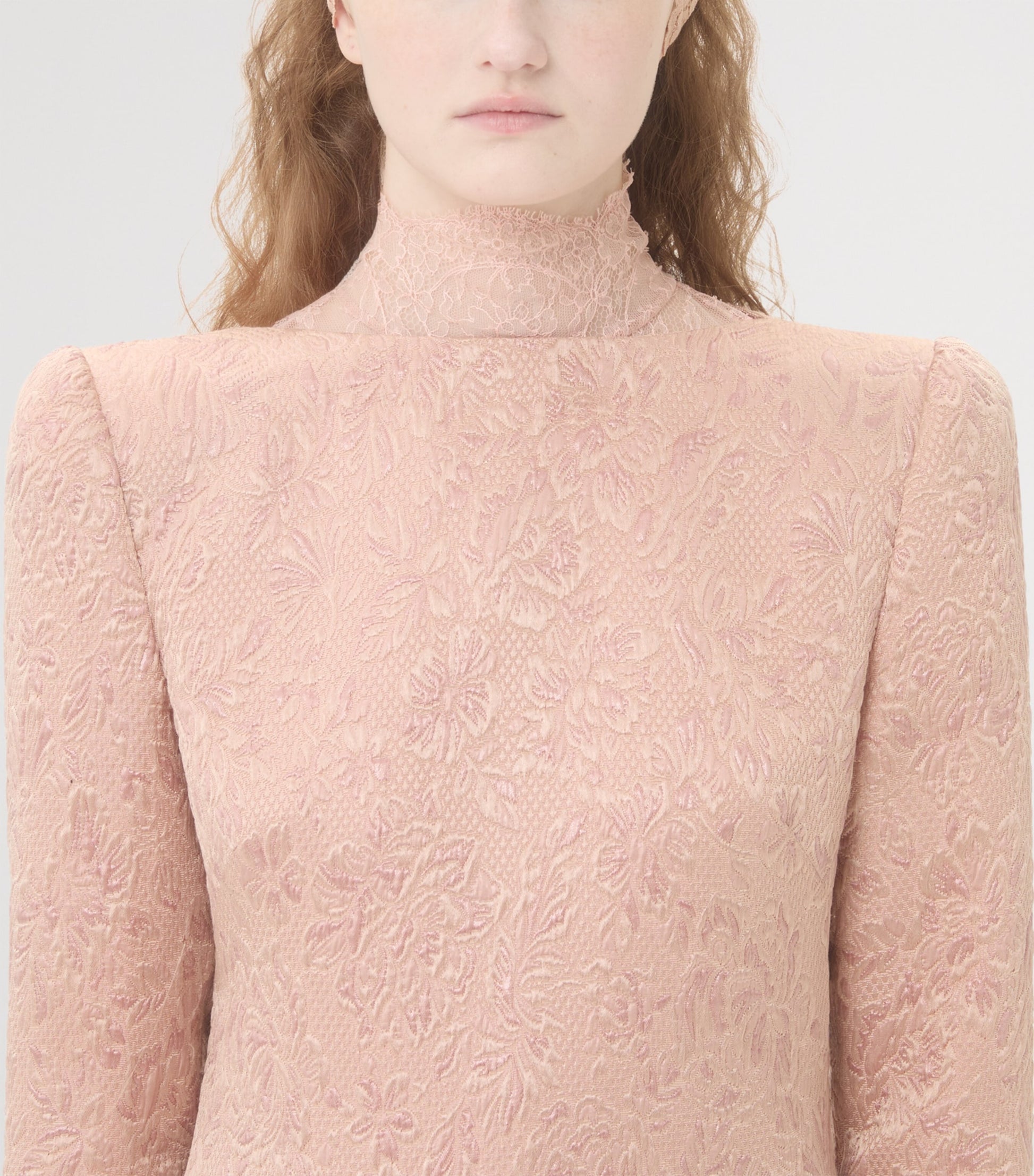 Valentino Pink Wool-Blend Floral Matelassé Mini Dress