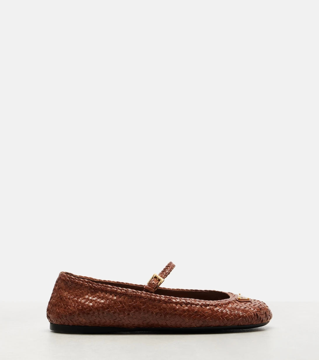 Prada - Woven leather Mary Jane flats