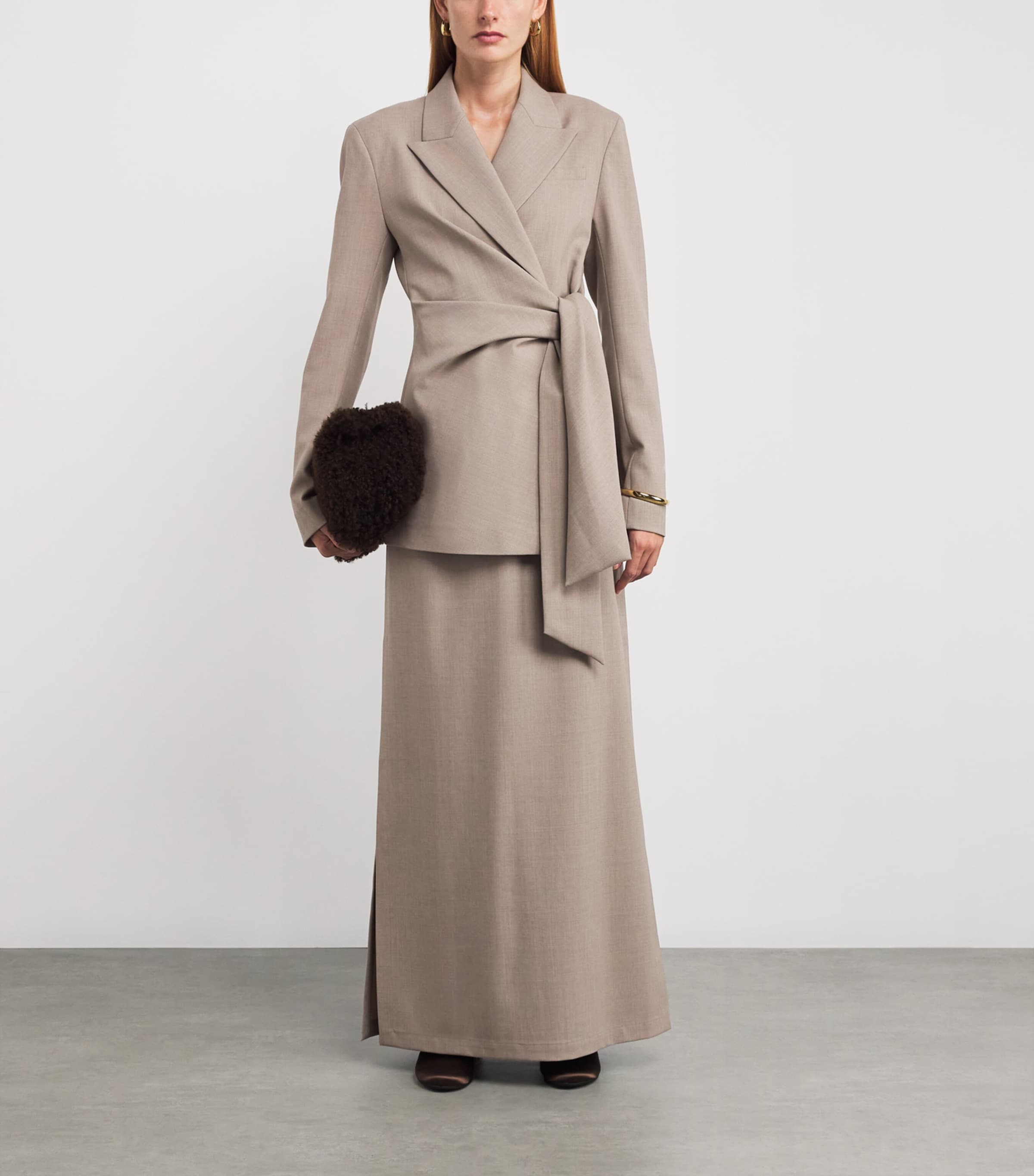 Wool-Blend Side-Tie Blazer