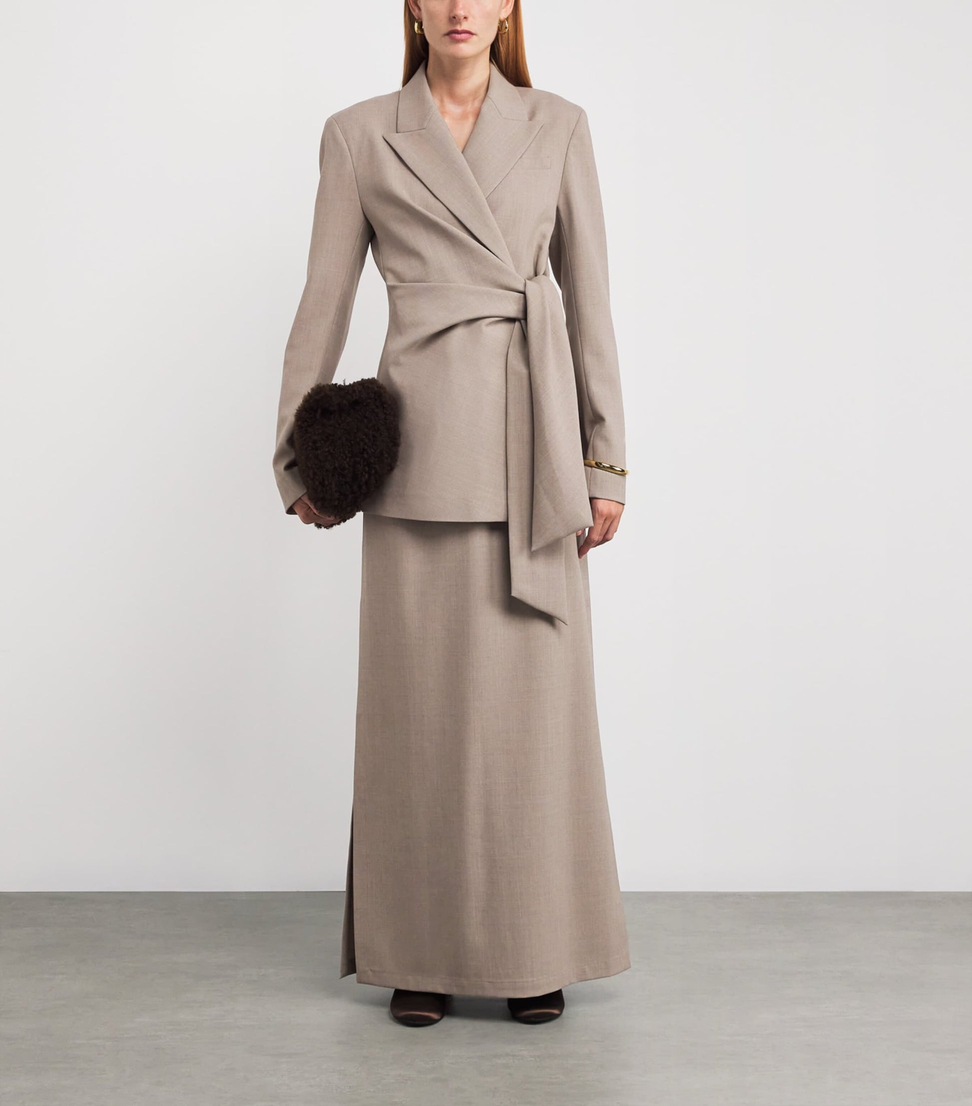 Wool-Blend Side-Tie Blazer