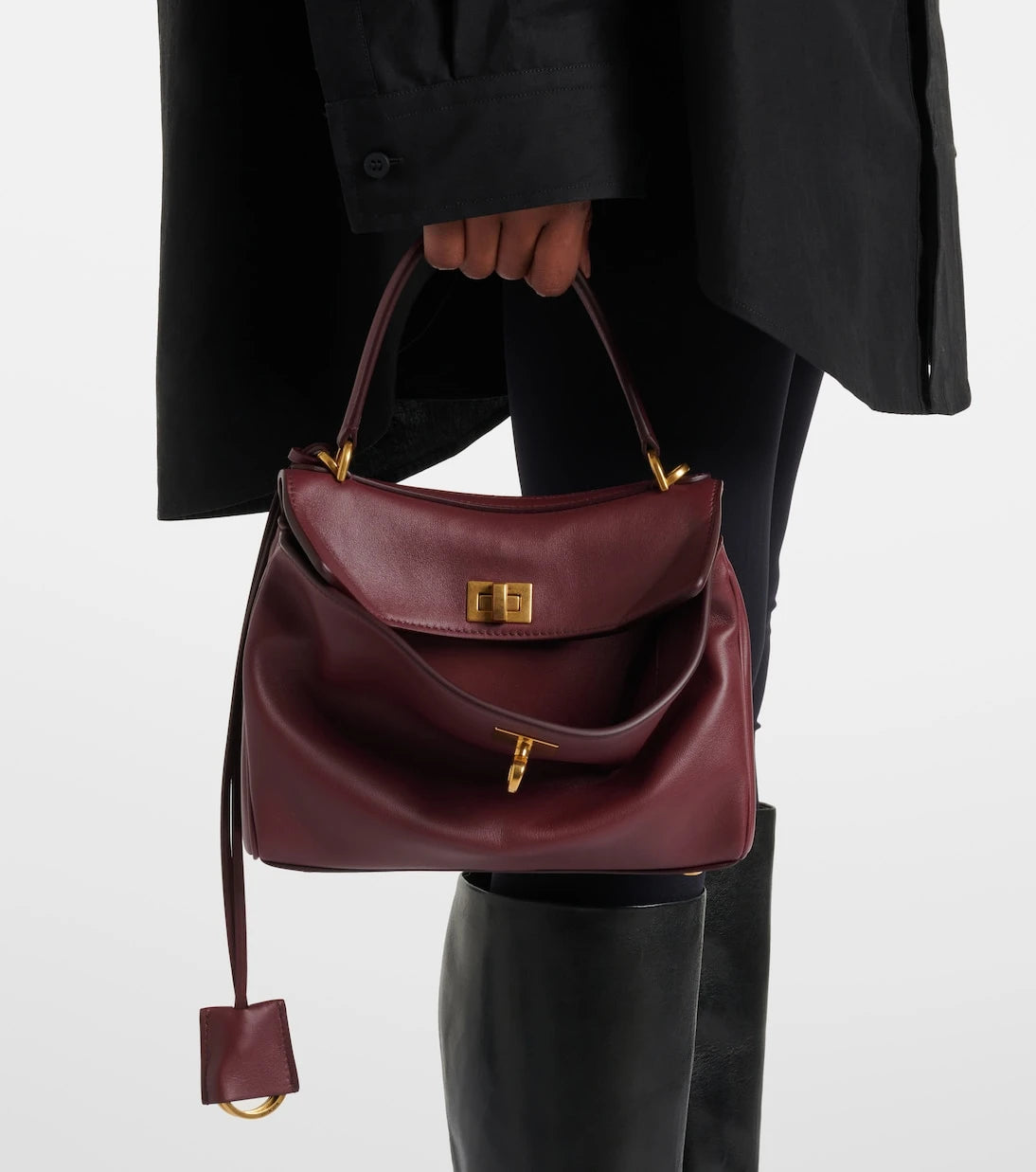 Balenciaga - حقيبة روديو توت صغيرة من الجلد