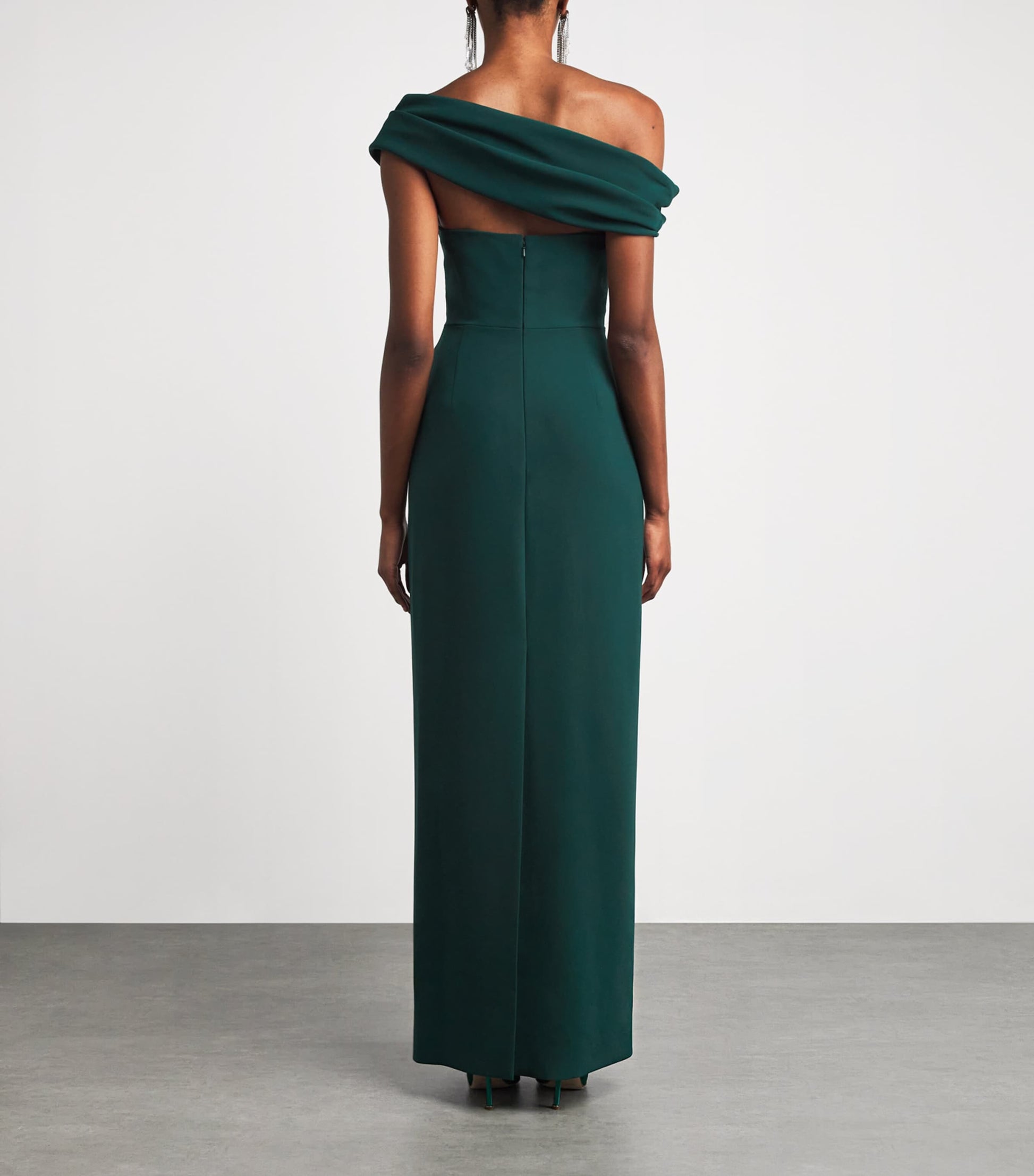 Crepe Draped Off-The-Shoulder Gown