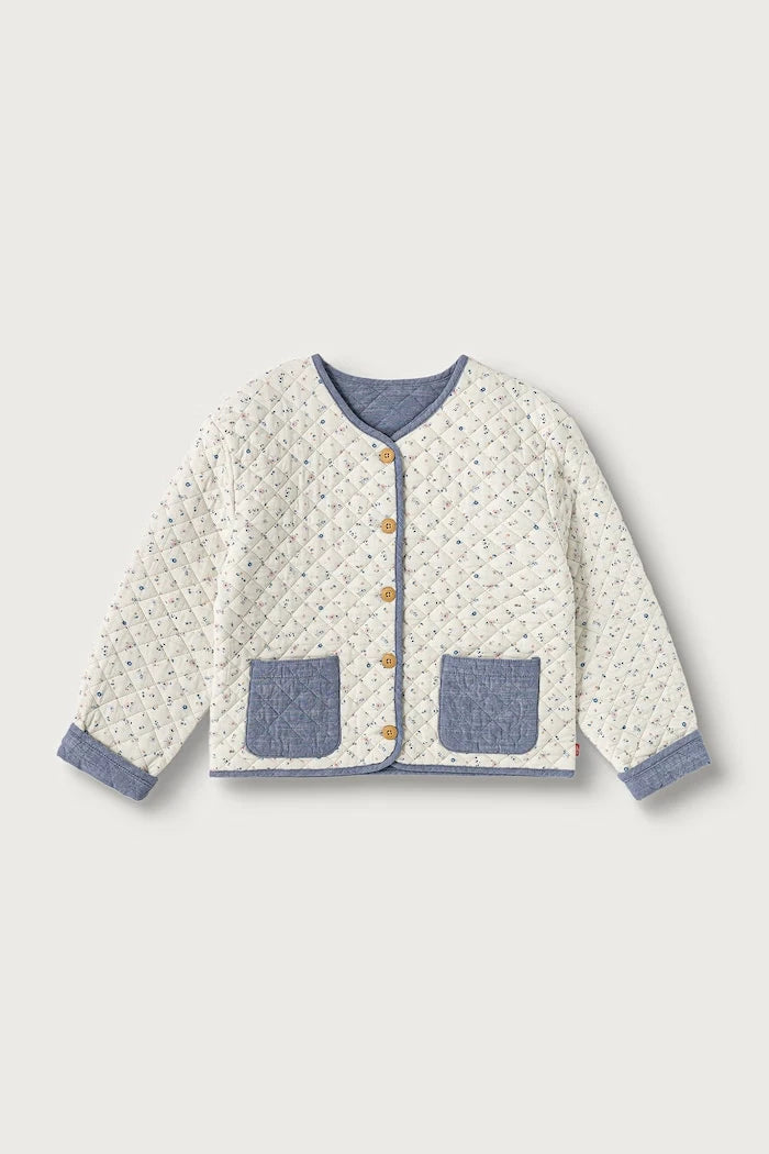 Pamuklu kısa çocuk ceketi FLORAL AOP JACKET W DENIM