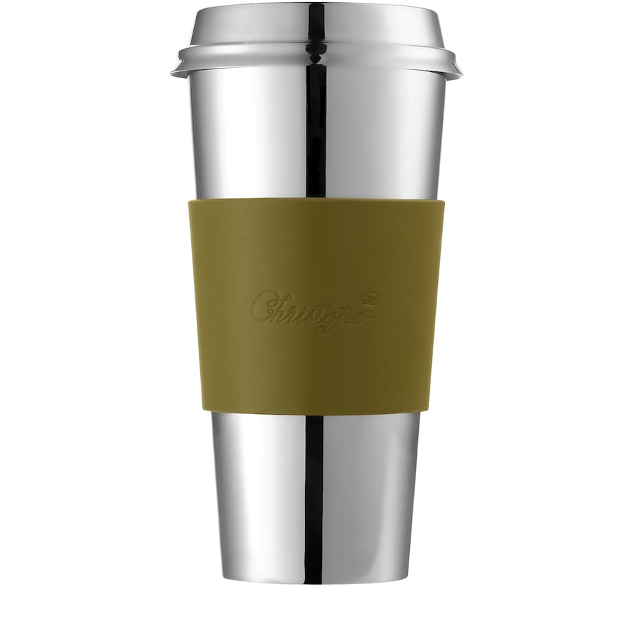 Stainless Steel and Leather Objets Miroir Travel Cup (450ml)