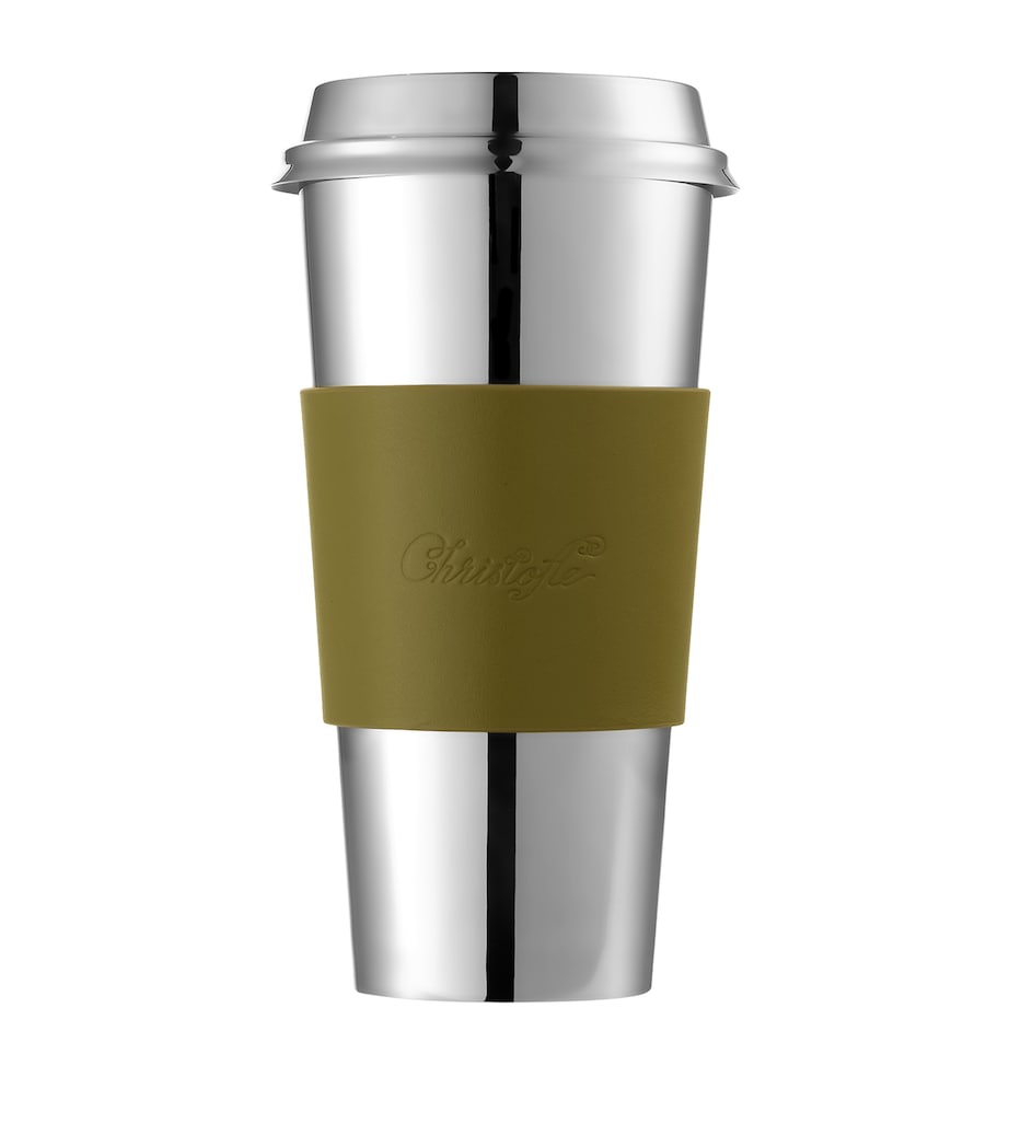 Stainless Steel and Leather Objets Miroir Travel Cup (450ml)