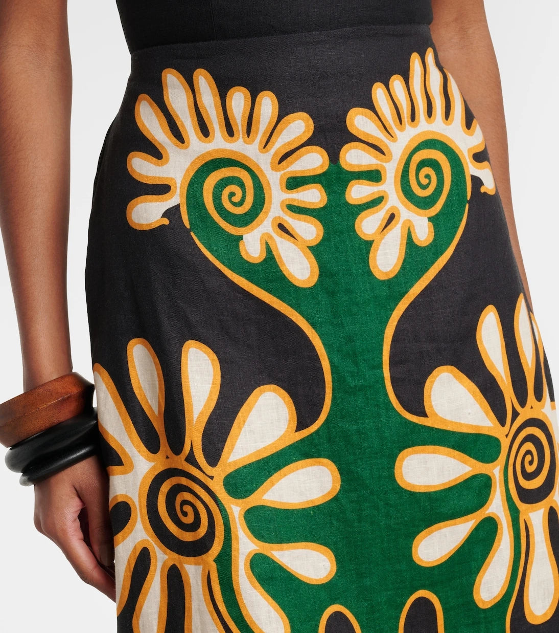 Cala de la Cruz - Celina printed linen midi skirt