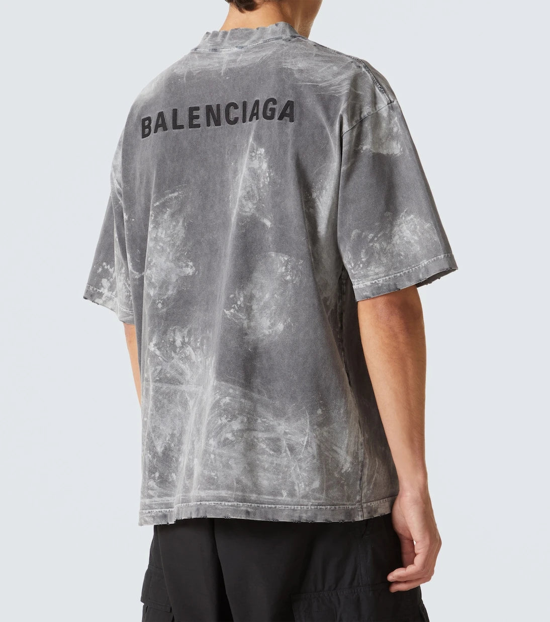 Balenciaga - تي شيرت من مزيج القطن والجرسي بتأثير البالي