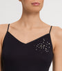 Hanro Black Embellished Cotton Seamless Camisole