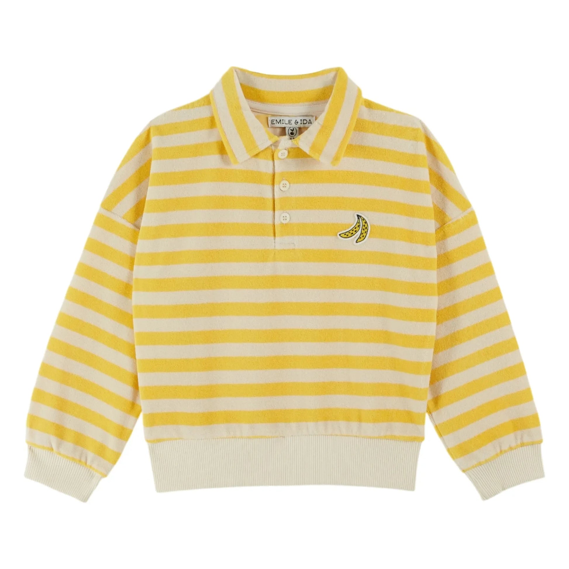 Emile et Ida - Striped Neck Sweat Organic Cotton | Yellow