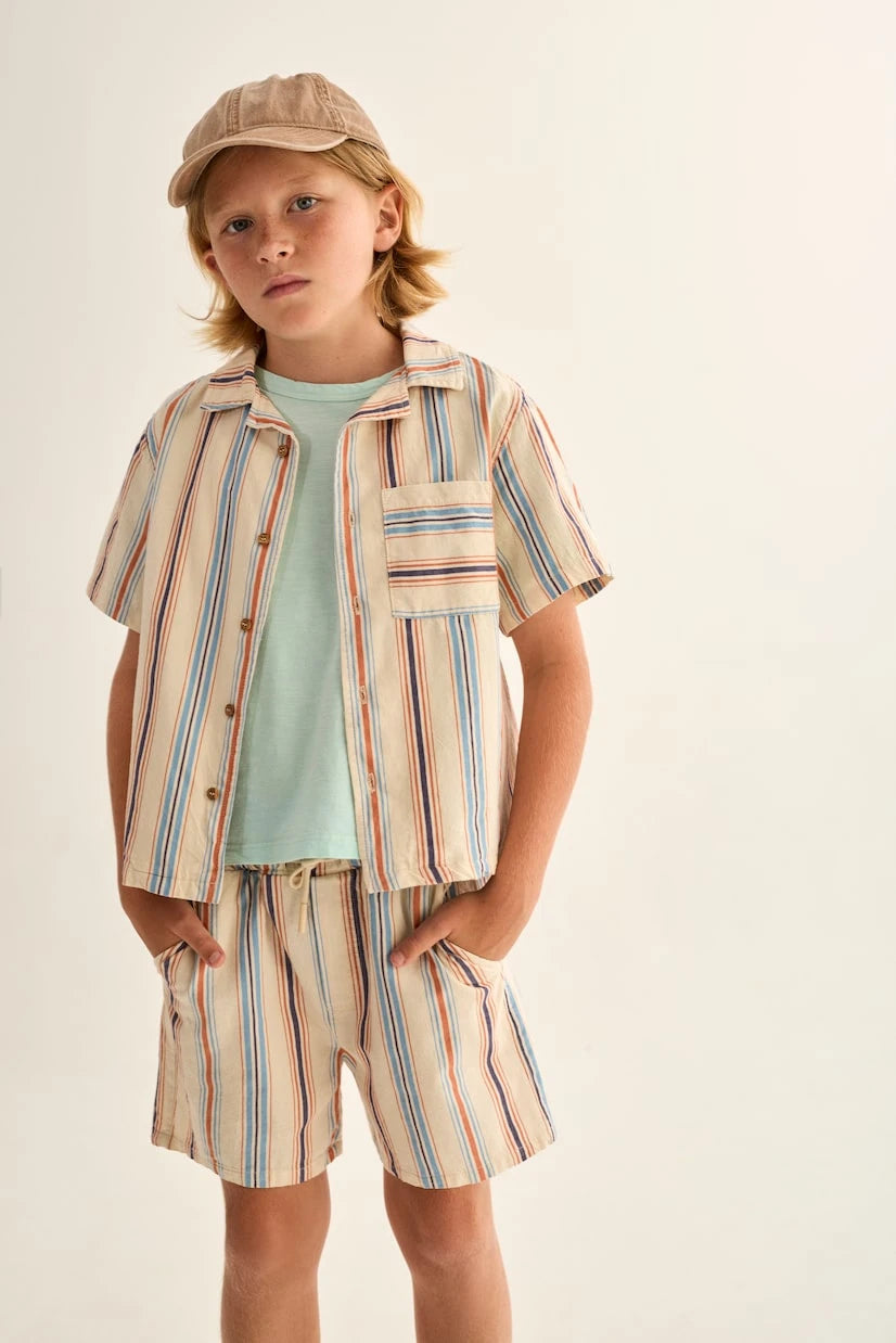 Cozmo - Iro striped cotton shirt and shorts set