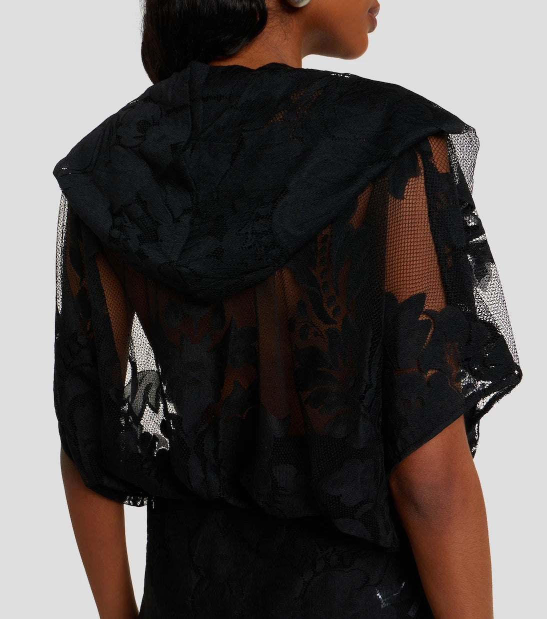 Norma Kamali - Hooded floral mesh minidress