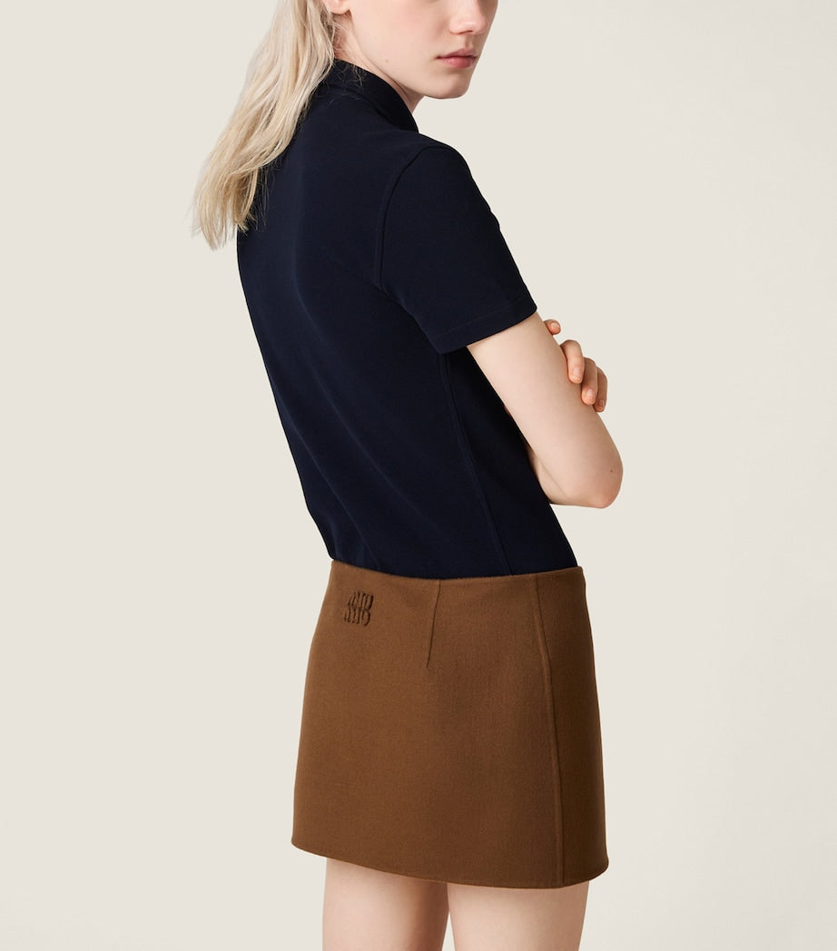 Miu Miu Brown Wool-Cashmere Wrap Mini Skirt