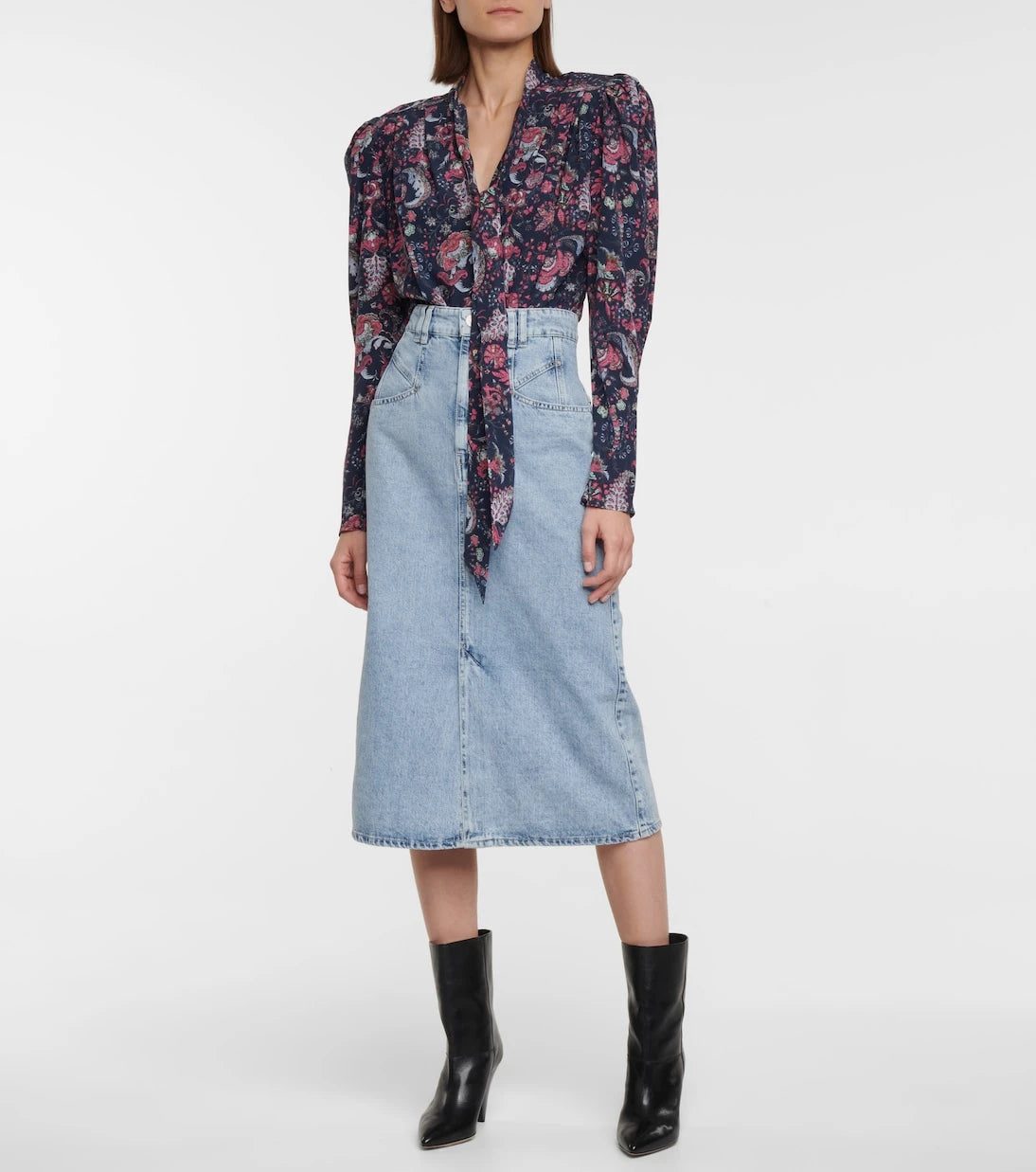 Isabel Marant - Dipoma high-rise midi denim skirt