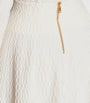 Balmain White Crocodile-Knit Flared Midi Skirt