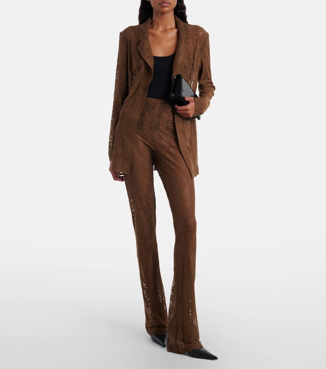 Norma Kamali - High-rise lace flared pants