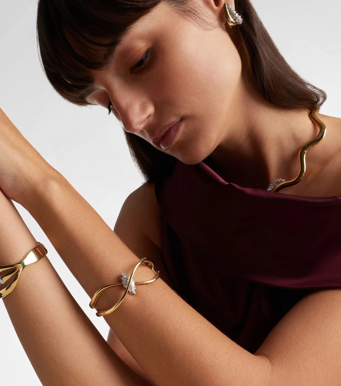Yeprem - Golden Strada 18kt white and yellow gold bangle with diamonds