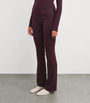 Skims Burgundy Cotton-Blend Jersey Foldover Trousers