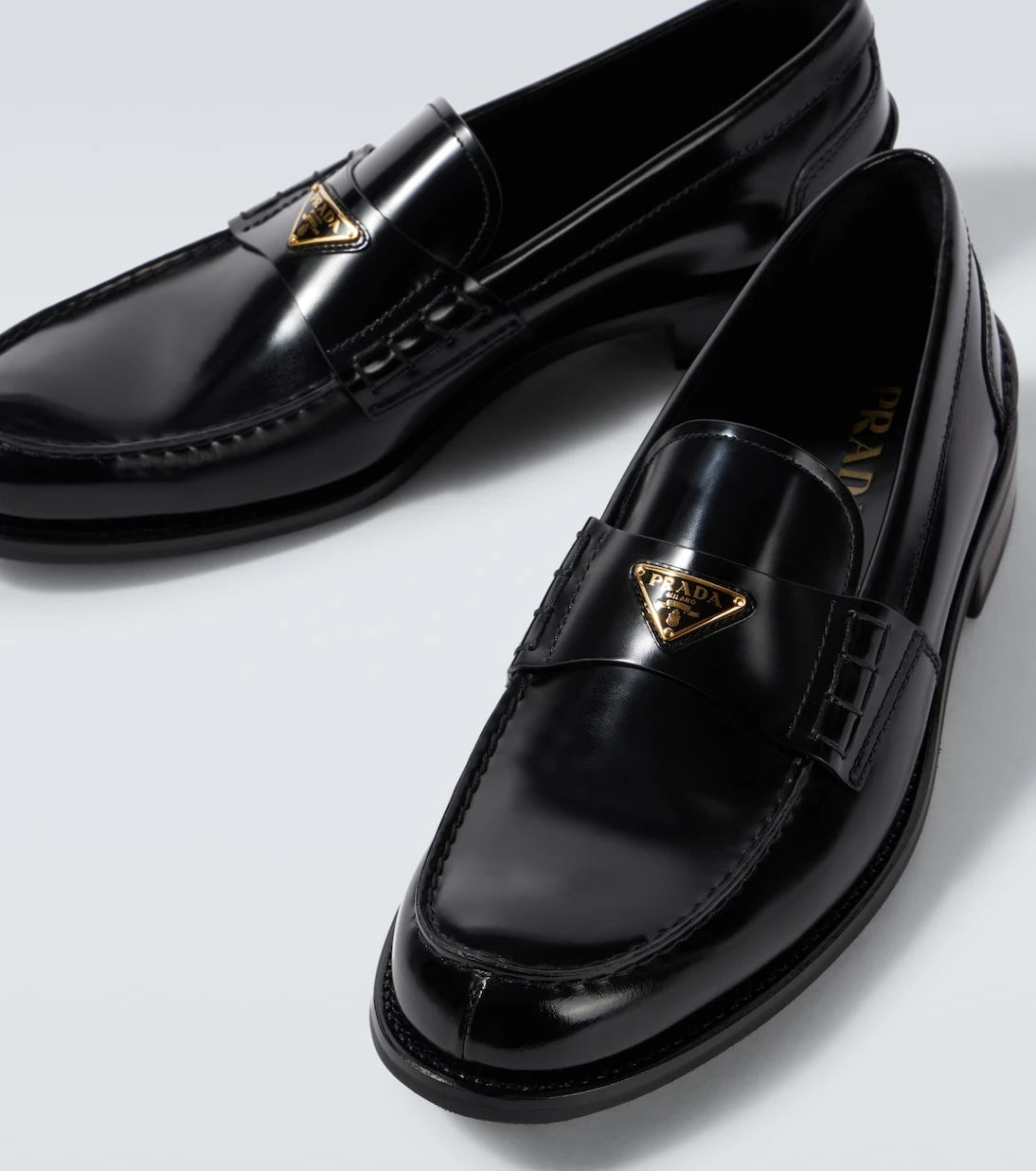 Prada - Logo leather loafers