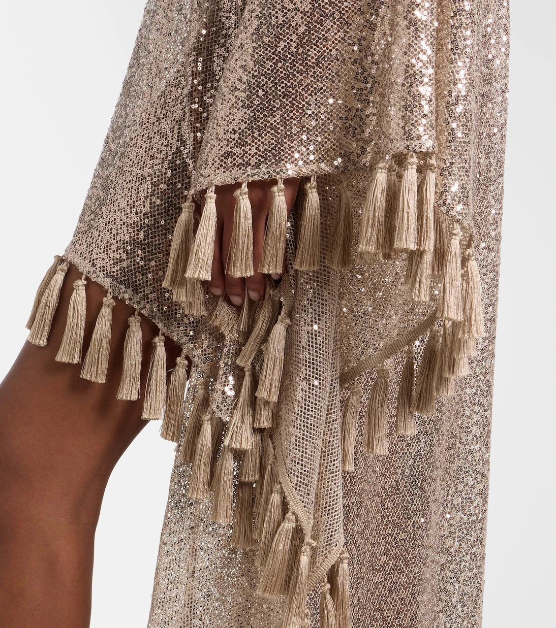Taller Marmo - Trebbia asymmetric sequined mesh kaftan