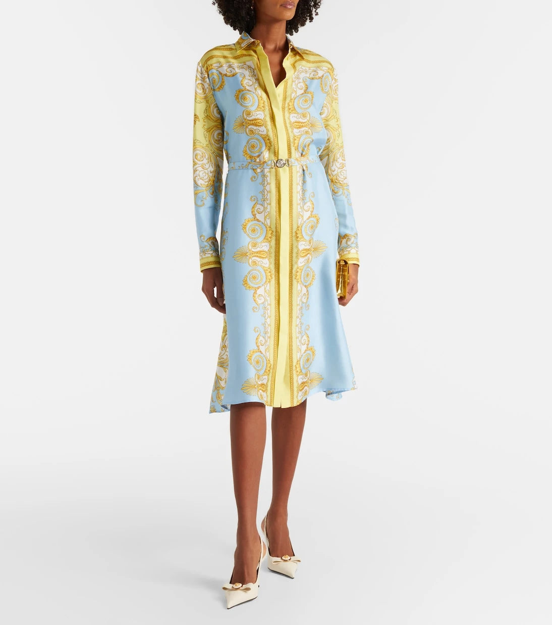 Versace - Barocco silk twill midi dress