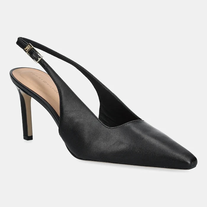 Кожени обувки с тънък ток Tommy Hilfiger SQUARED TOE HIGH HEEL SLINGBACK