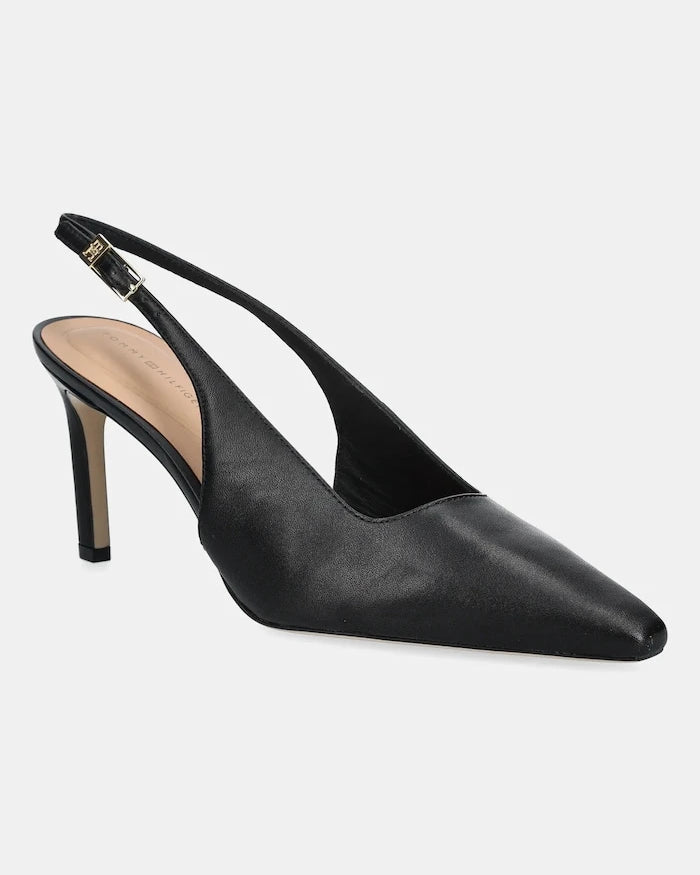Кожени обувки с тънък ток Tommy Hilfiger SQUARED TOE HIGH HEEL SLINGBACK