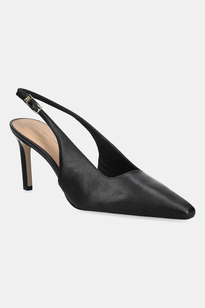Кожени обувки с тънък ток Tommy Hilfiger SQUARED TOE HIGH HEEL SLINGBACK