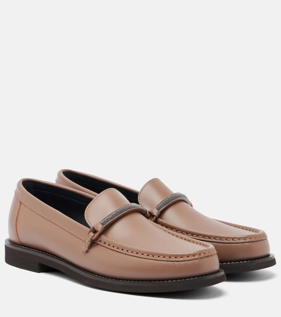Brunello Cucinelli - Monili leather loafers