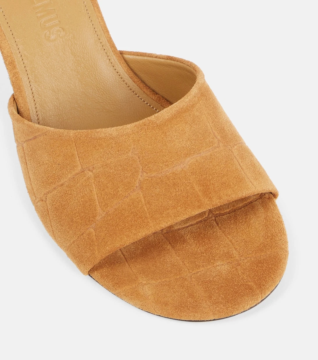 Jacquemus - Cubisto 70 croc-effect suede mules
