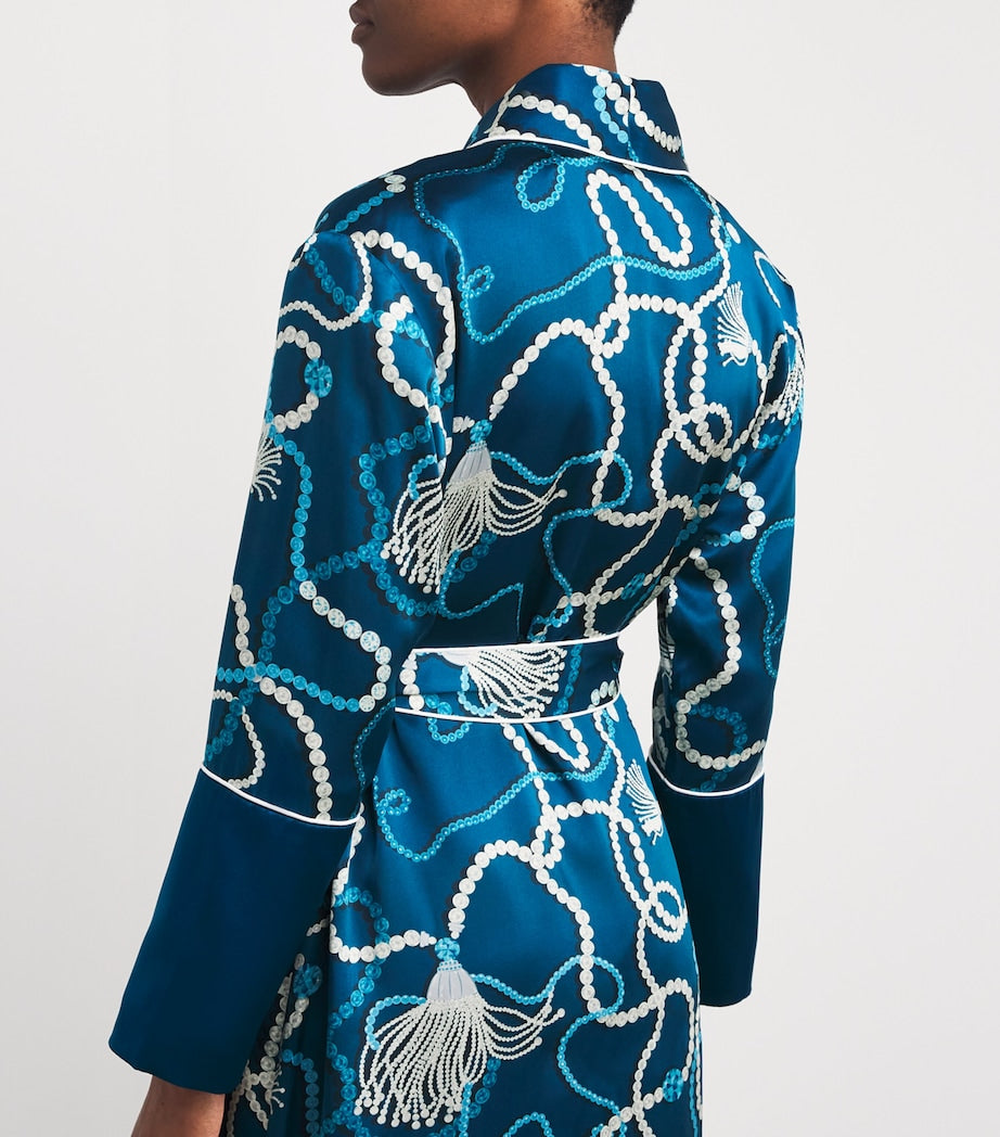 Olivia von Halle Blue Silk Capability Periwinkle Robe