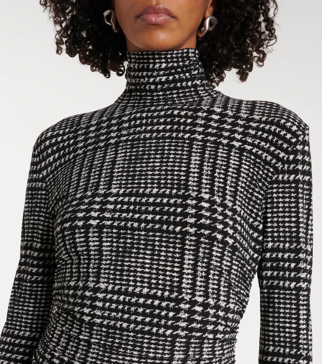 Norma Kamali - Turtleneck plaid minidress