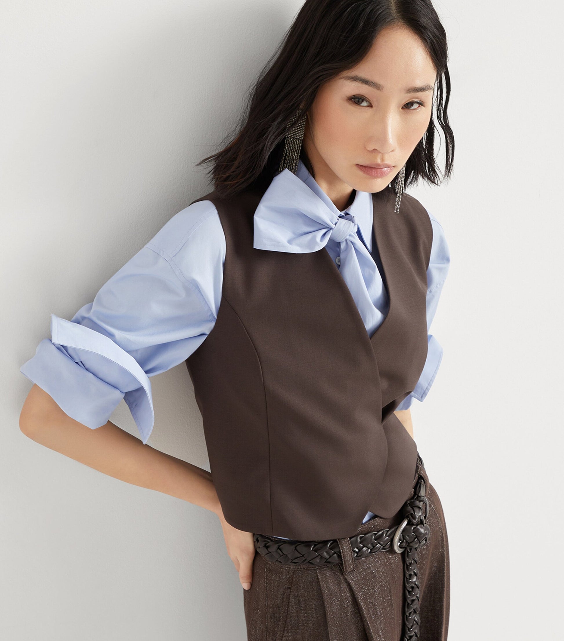 Brunello Cucinelli Brown Tropical Luxury Wool Vest