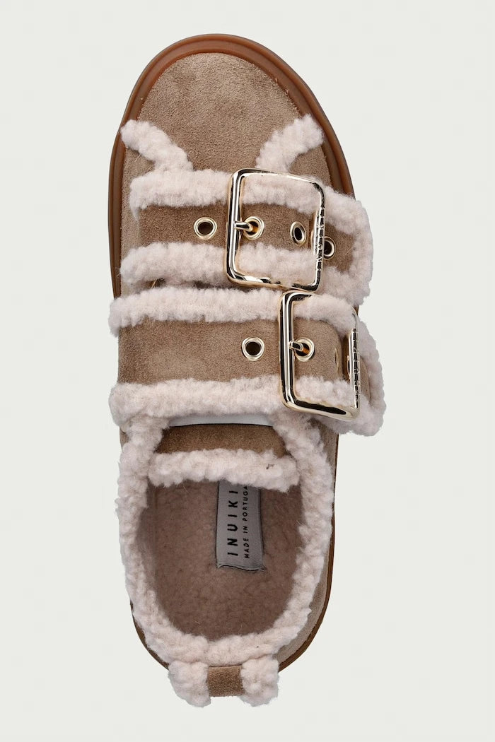Inuikii Shearling Low Velcro Buckle süet kadın sneaker